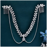 Rhinestone Headbands Bride Wedding Chain Jewelry with Hair Combs