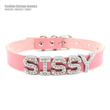Rhinestone Letter SISSY Necklace Women Men's Name Choker Collar Costume Party