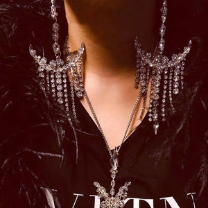 Crystal Tassel Anchor Drop Earrings for Women Christmas Bling Jewelry