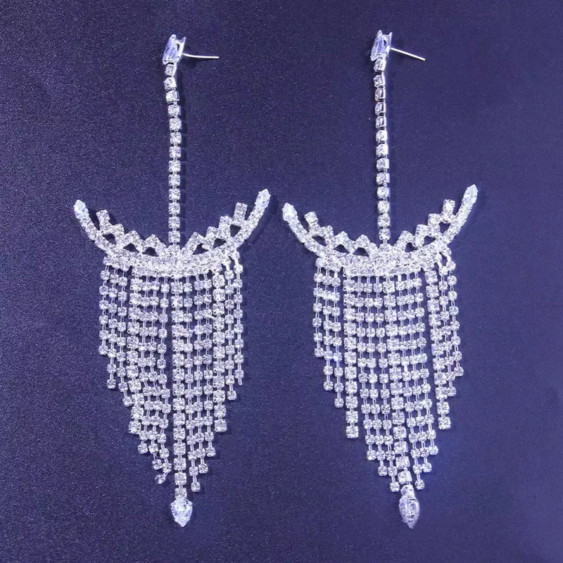 Crystal Tassel Anchor Drop Earrings for Women Christmas Bling Jewelry