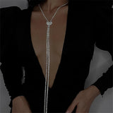 Crystal Tassel Heart Choker Necklace for Women