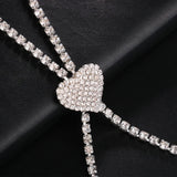 Crystal Tassel Heart Choker Necklace for Women