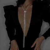Crystal Tassel Heart Choker Necklace for Women
