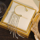 Long Tassel Ear Clip Zircon Ear Cuff Wedding Party
