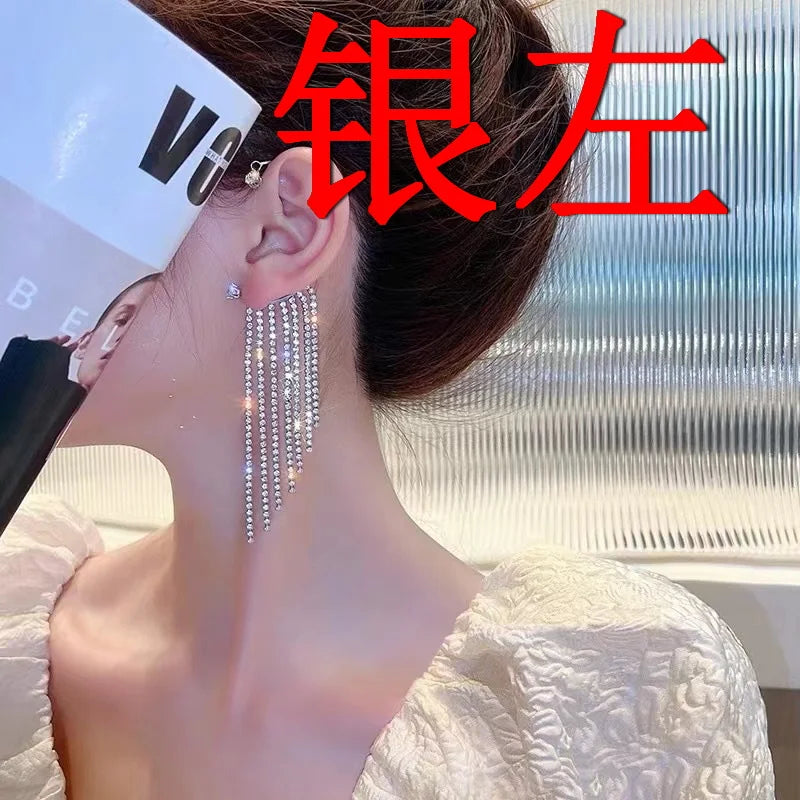 Long Tassel Ear Clip Zircon Ear Cuff Wedding Party