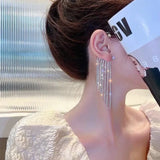 Long Tassel Ear Clip Zircon Ear Cuff Wedding Party