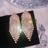 Crystal Tassel Drop Earrings Wedding Jewelry For Women