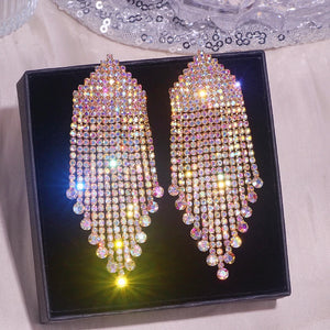 Crystal Tassel Drop Earrings Wedding Jewelry For Women