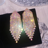 Crystal Tassel Drop Earrings Wedding Jewelry For Women