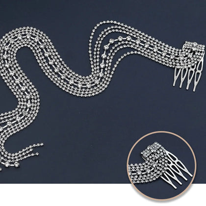 Rhinestone Tassel Hair Comb Hair Accessory for Women