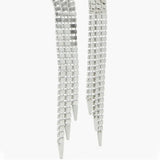 Long Tassel Rectangle Pendant Dangle Earrings Crystal Charm Wedding Jewelry