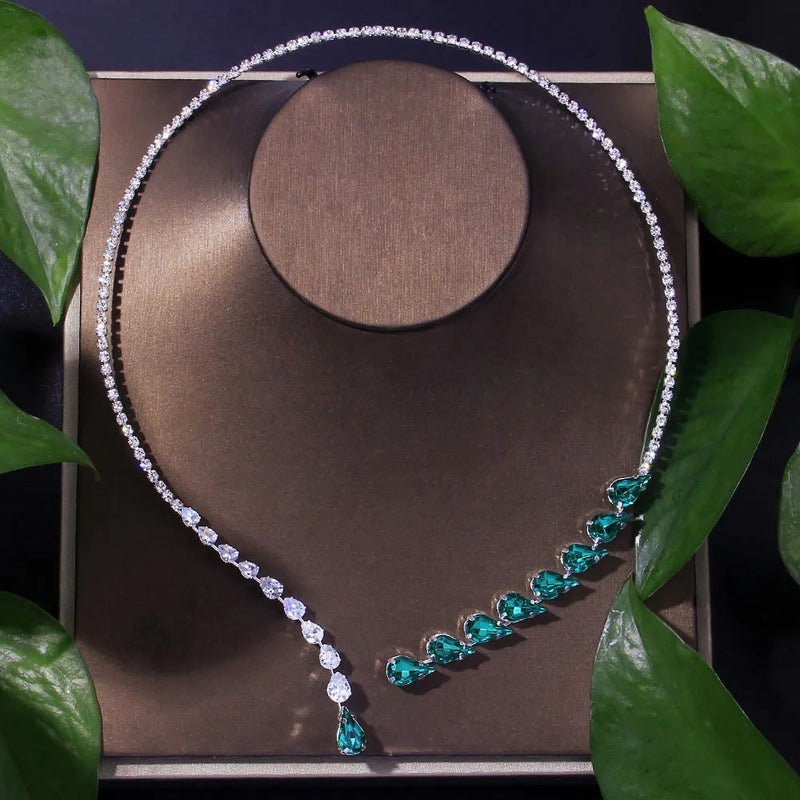 Crystal Tassel Drop Choker Necklace for Women