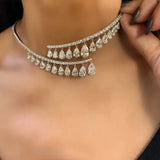 Crystal Tassel Drop Choker Necklace for Women