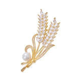 Sparkling Wheat Ear Brooch Collar Pin For Suit Women Men Party Jewelry