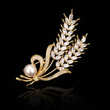 Sparkling Wheat Ear Brooch Collar Pin For Suit Women Men Party Jewelry