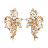 Rhombus Zircon 585 Rose Earrings Vintage Wedding Party Jewelry