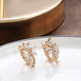 Rhombus Zircon 585 Rose Earrings Vintage Wedding Party Jewelry