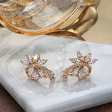 Rhombus Zircon 585 Rose Earrings Vintage Wedding Party Jewelry