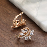 Rhombus Zircon 585 Rose Earrings Vintage Wedding Party Jewelry