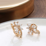 Rhombus Zircon 585 Rose Earrings Vintage Wedding Party Jewelry