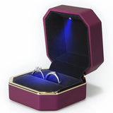 Velvet LED Ring Box for Proposal Engagement Wedding