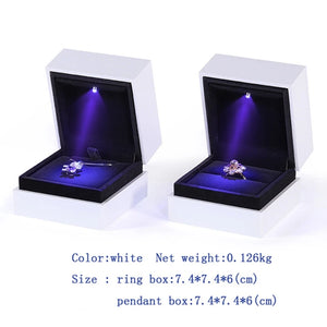 Ring Earring Pendant Box Led Lighted Plastic Jewellery Gift Display Packing Case