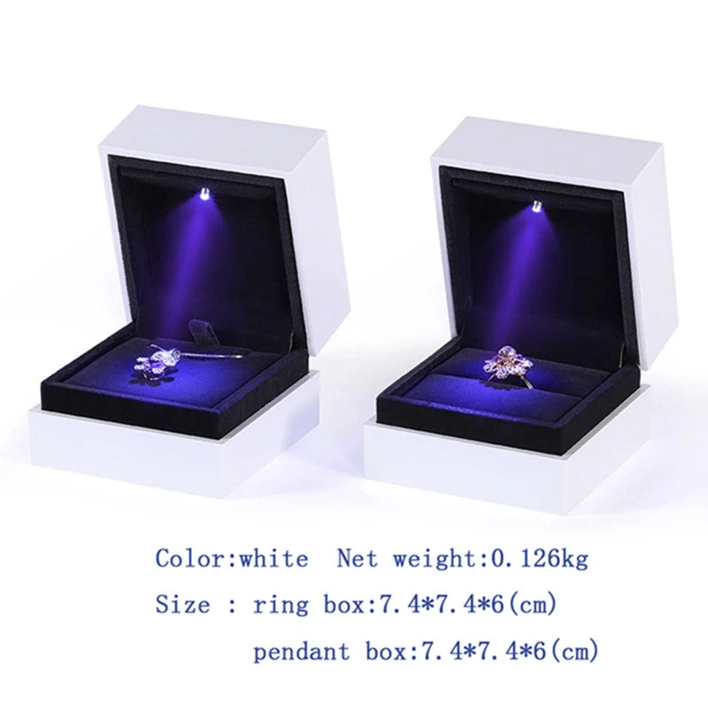 Ring Earring Pendant Box Led Lighted Plastic Jewellery Gift Display Packing Case