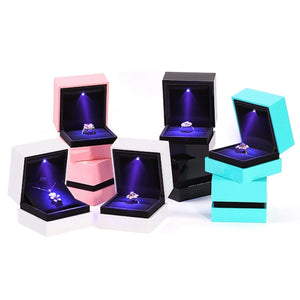 Ring Earring Pendant Box Led Lighted Plastic Jewellery Gift Display Packing Case