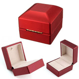 Ring Exhibit Leather Box with LED Light Engagement Wedding Rings Case Boxes