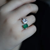 CZ Geometry Fusion Stone Adjustable Bridal Wedding Ring