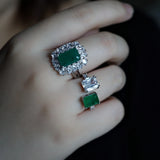 CZ Geometry Fusion Stone Adjustable Bridal Wedding Ring