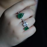 CZ Geometry Fusion Stone Adjustable Bridal Wedding Ring