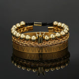 Roman Royal King Crown Charm Mens Bracelet Stainless Steel Bangle