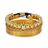 Roman Royal King Crown Charm Mens Bracelet Stainless Steel Bangle