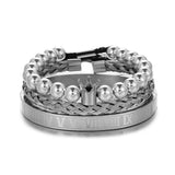 Roman Royal King Crown Charm Mens Bracelet Stainless Steel Bangle