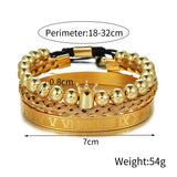 Roman Royal King Crown Charm Mens Bracelet Stainless Steel Bangle