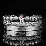 Roman Royal Skull Charm Bracelet Men Stainless Steel Geometry Pulseiras