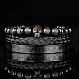 Roman Royal Skull Charm Bracelet Men Stainless Steel Geometry Pulseiras