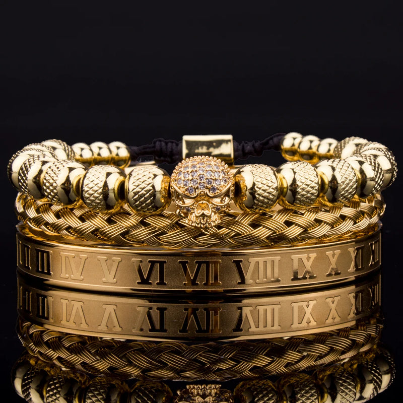 Roman Royal Skull Charm Stainless Steel Bracelets