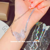 Romantic Butterfly Pendant Necklace with Zircon for Women