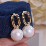 Romantic Pearl Stud Earrings for Woman Geometric Zircon Earrings Jewelry