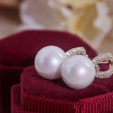 Romantic Pearl Stud Earrings for Woman Geometric Zircon Earrings Jewelry