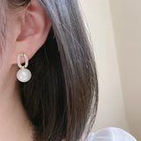 Romantic Pearl Stud Earrings for Woman Geometric Zircon Earrings Jewelry