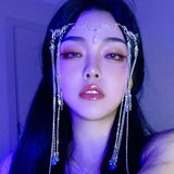 Crystal Rhinestone Fringed Forehead Chain Bridal Headdress