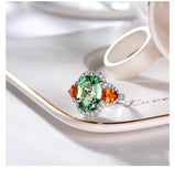 S925 Silver Zircon Tourmaline Wedding Ring fo...