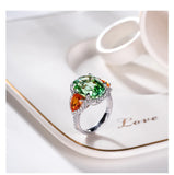 S925 Silver Zircon Tourmaline Wedding Ring fo...