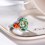 S925 Silver Zircon Tourmaline Wedding Ring fo...