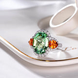 S925 Silver Zircon Tourmaline Wedding Ring fo...