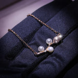 Rose Flower Pendant Necklace Vintage Botanical Pearl Necklace Glamour Party