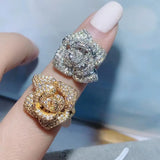 Rose Flower Stackable Rings for Women CZ Charm Ring Wedding Jewelry